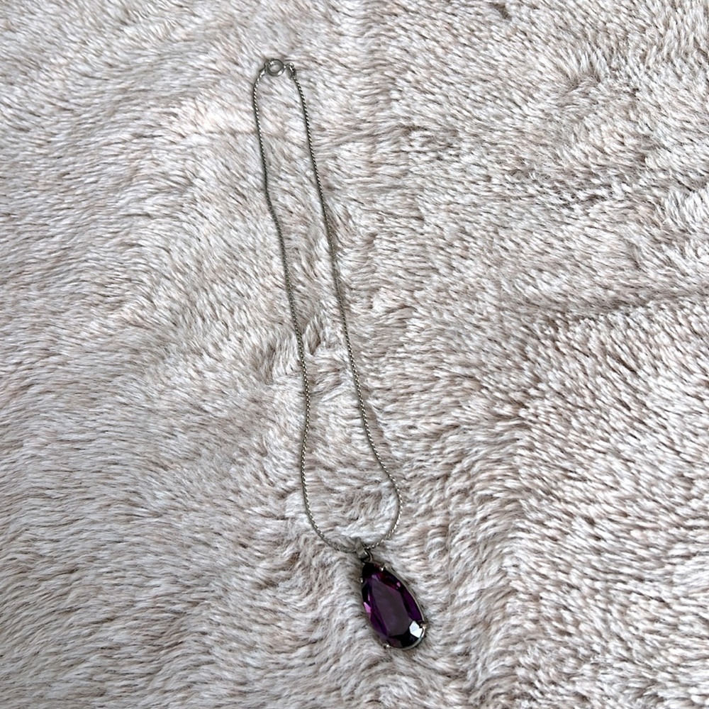 Vintage silver necklace with purple stone